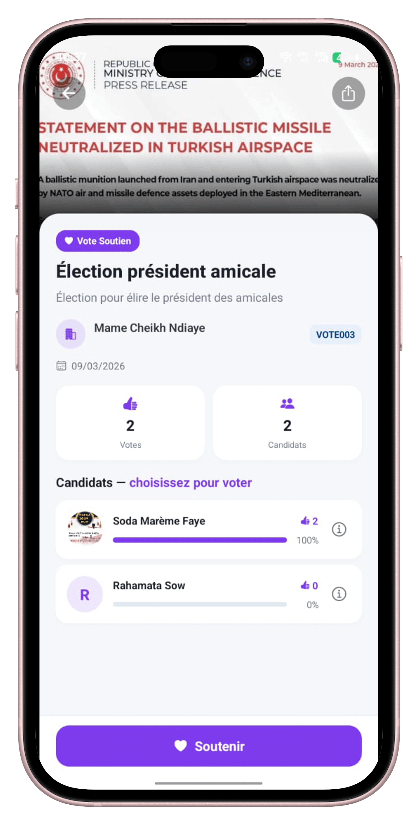 VotePlus App - Écran 7